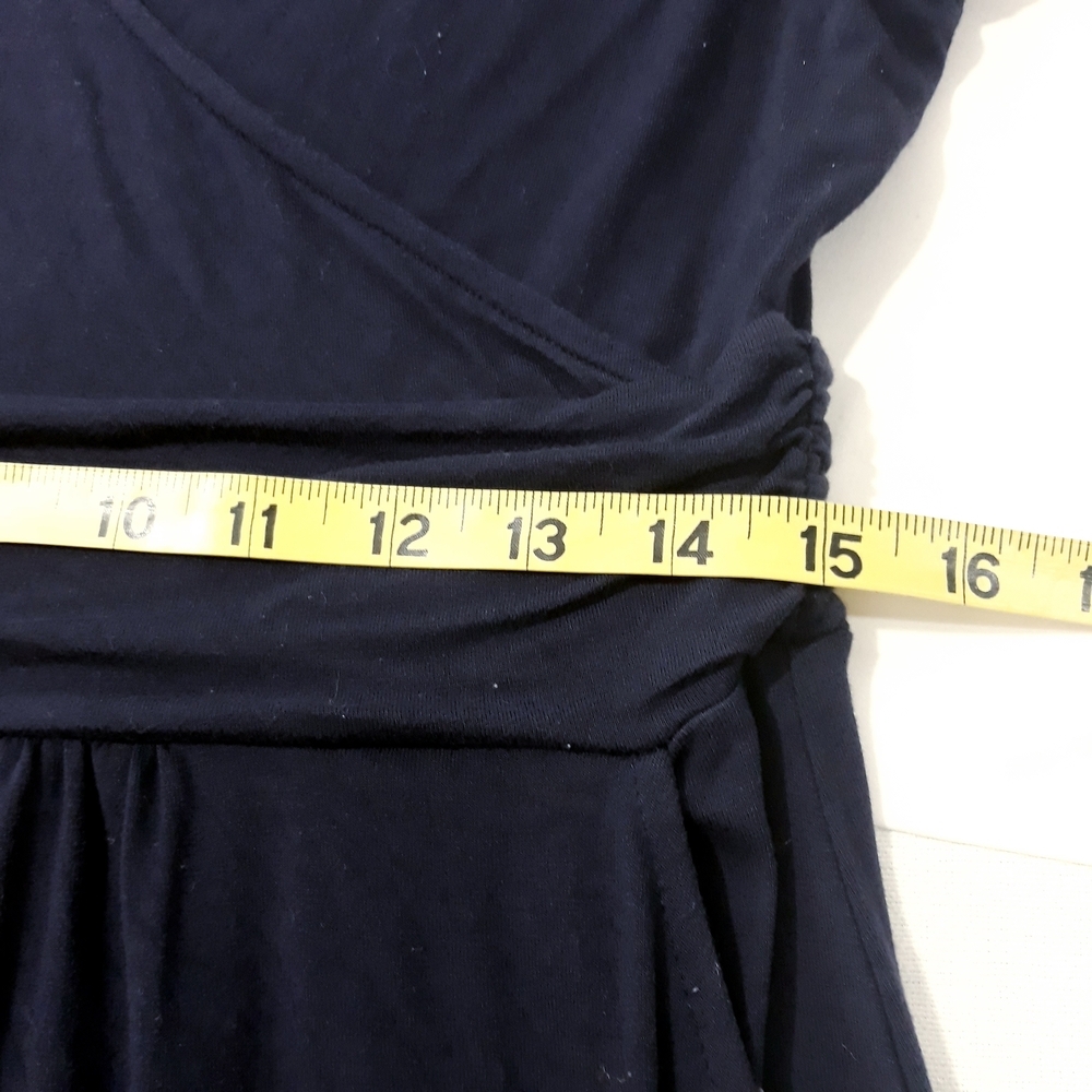 Boden Navy Wrap Midi Dress Short Sleeve Lightweight Size 10 Petite - Picture 13 of 13